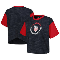 USWNT 5th & Ocean by New Era Women's Athletic Cross Back Cropped T-Shirt on sale - Navy