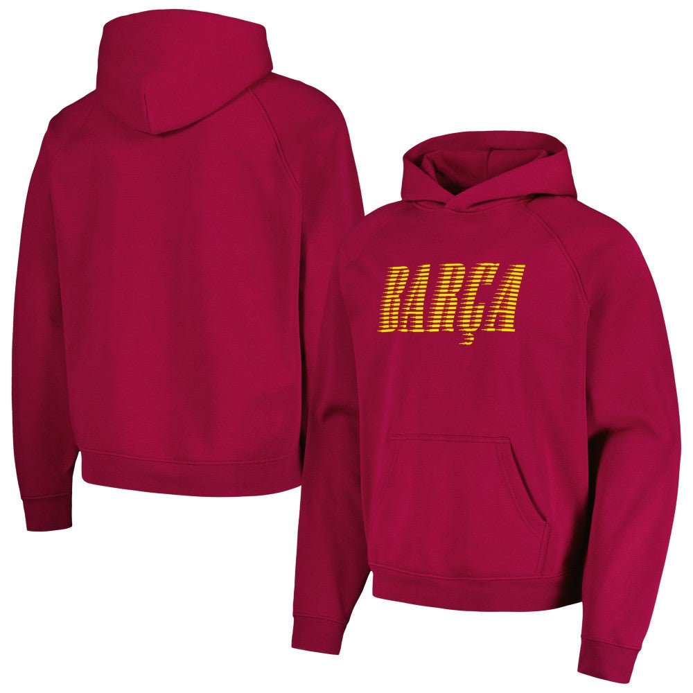 Barcelona Team Oversized Raglan Pullover Hoodie on sale - Red