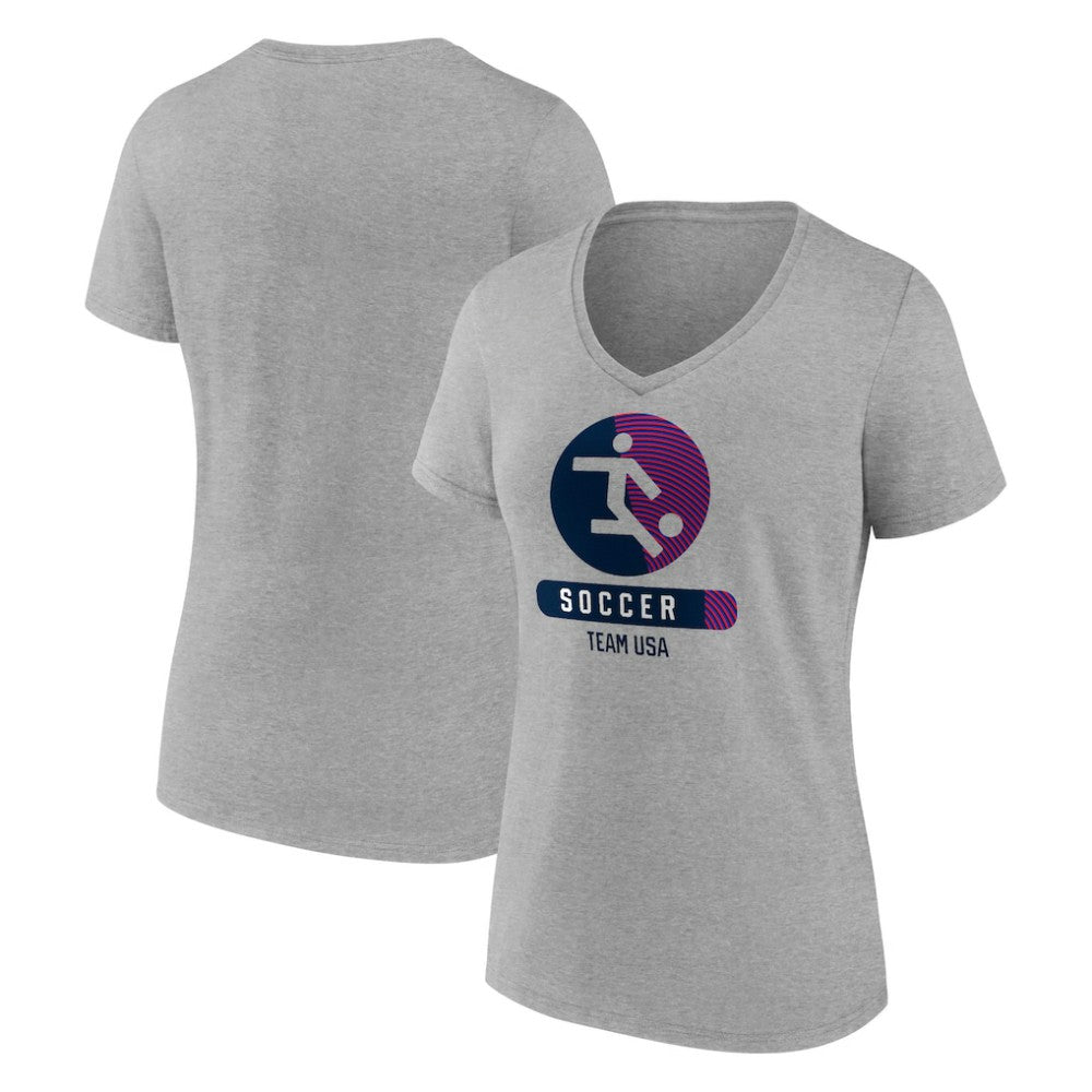 US Soccer Women's Radiating Victory V-Neck T-Shirt for sale - Heather Gray