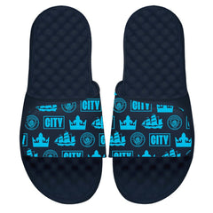 Manchester City ISlide Youth Glyph Pattern Slide Sandals Discount - Navy