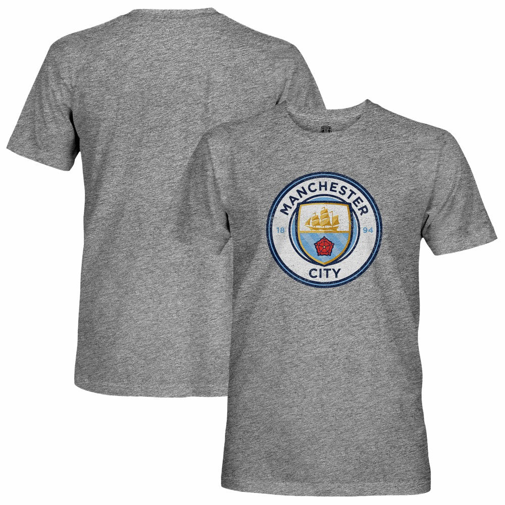 Manchester City 1863FC Tri-Blend Color Crest T-Shirt Discount - Heather Gray