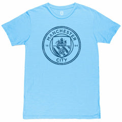Manchester City 1863FC Mono Crest Slub T-Shirt Discount - Sky Blue