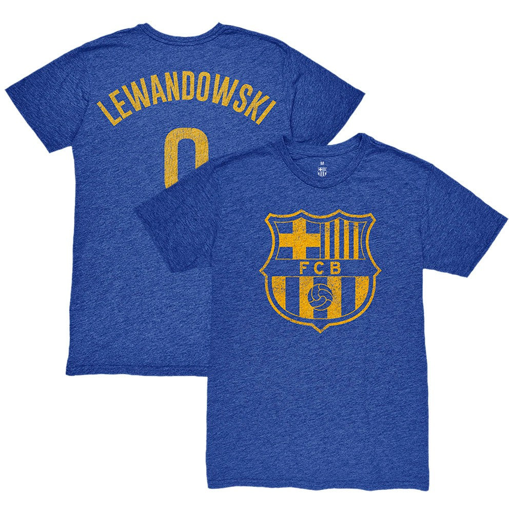 Robert Lewandowski Barcelona 1863FC Player Name & Number Twisted Tri-Blend Slub T-Shirt on sale - Heather Royal
