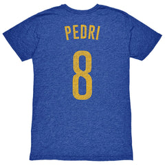 Pedri Barcelona 1863FC Player Name & Number Twisted Tri-Blend Slub T-Shirt on sale - Heather Royal