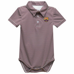 Barcelona Vive La Fete Infant Polo Pencil Stripe Bodysuit on sale - Maroon