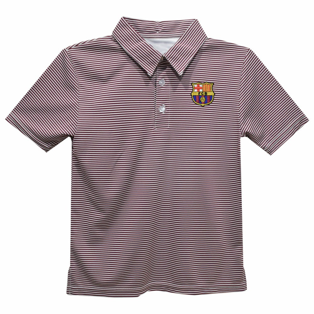 Barcelona Vive La Fete Youth Pencil Stripe Polo on sale - Maroon