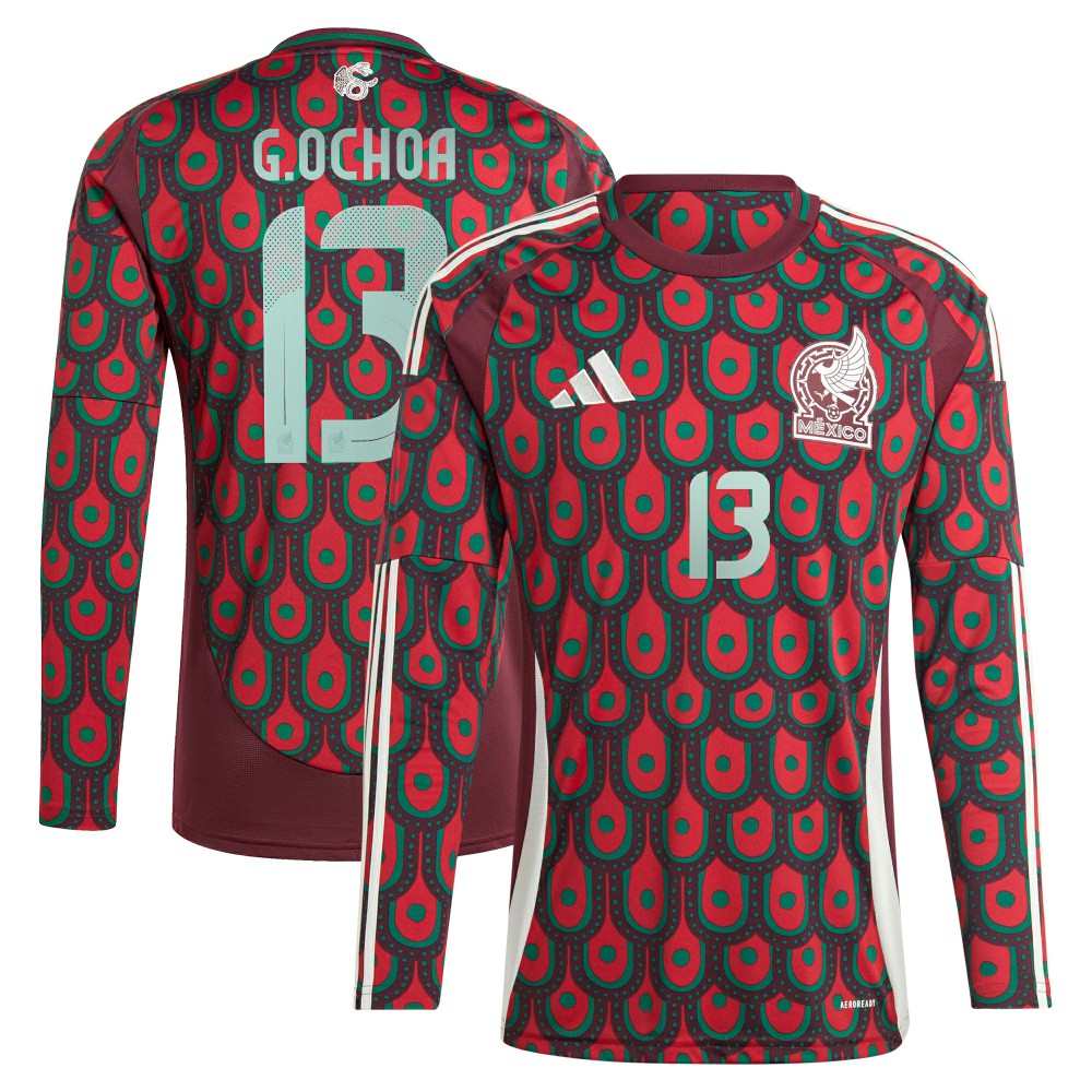 Guillermo Ochoa Mexico National Team 2024 Home Replica Player Long Sleeve Jersey for sale - Burgundy