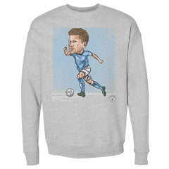 Kevin De Bruyne Manchester City 500 Level Cartoon Player Pullover Crewneck Sweatshirt Discount - Heather Gray