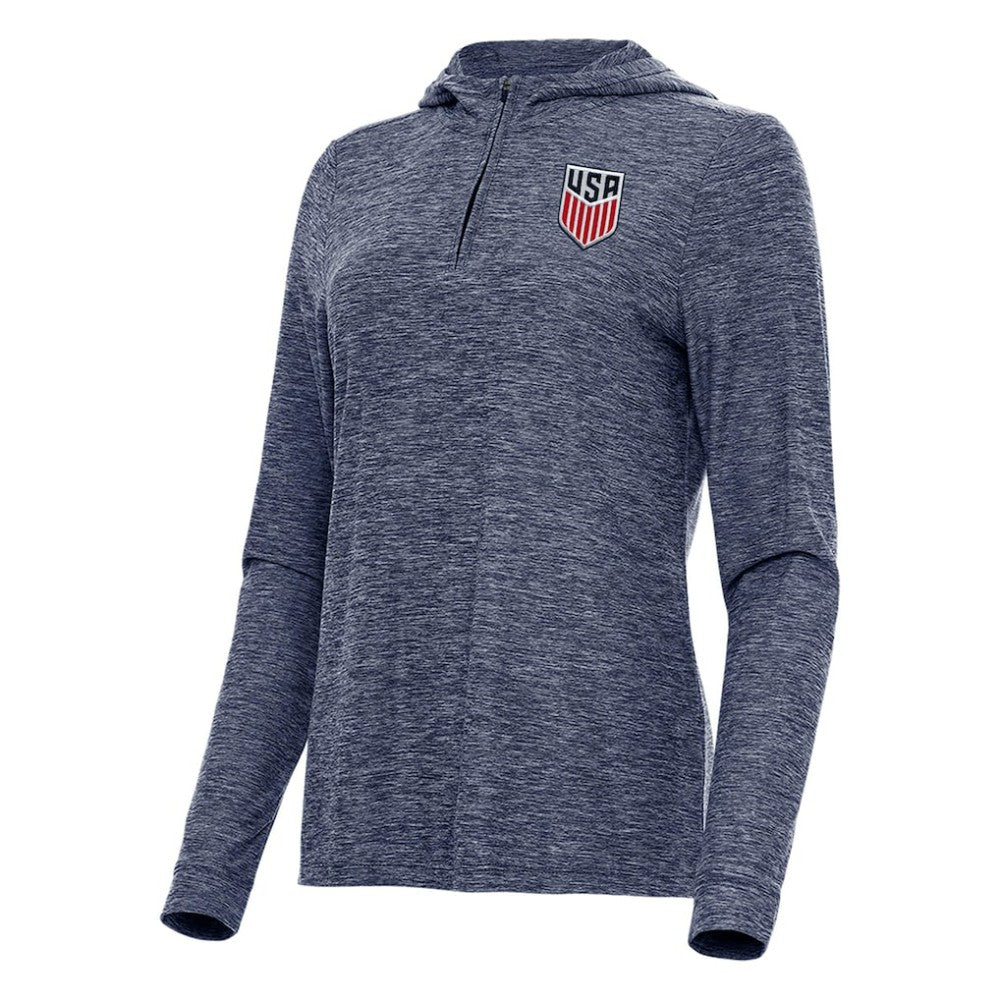 USMNT Antigua Women's Daybreak Quarter-Zip Hoodie on sale - Heather Navy