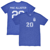 Alexis Mac Allister Argentina National Team 1863FC Retro Name & Number Tri-Blend T-Shirt for sale - Blue