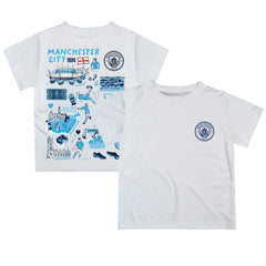 Manchester City Vive La Fete Youth Impressions Artwork T-Shirt Discount - White