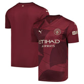 Manchester City 2024/25 Third Replica Blank Jersey Discount - Burgundy