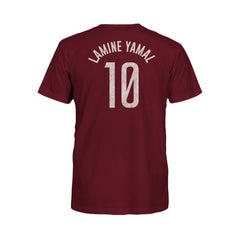 Lamine Yamal Barcelona 1863FC Youth Player Name & Number T-Shirt on sale - Maroon