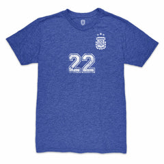 Lautaro Martinez Argentina National Team 1863FC Retro Player Tri-Blend T-Shirt for sale - Blue