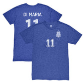 Angel Di Maria Argentina National Team 1863FC Retro Player Tri-Blend T-Shirt for sale - Blue