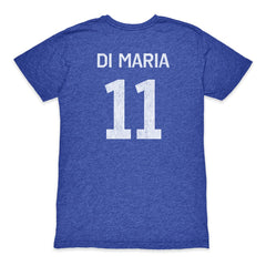 Angel Di Maria Argentina National Team 1863FC Retro Player Tri-Blend T-Shirt for sale - Blue