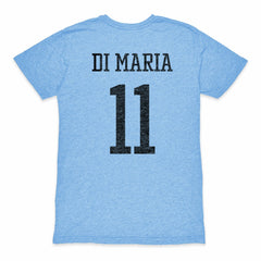 Angel Di Maria Argentina National Team 1863FC Retro Player Tri-Blend T-Shirt for sale - Light Blue