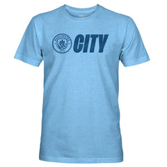 Manchester City 1863FC Mono Badge Lock-Up Retro Tri-Blend T-Shirt Discount - Sky Blue