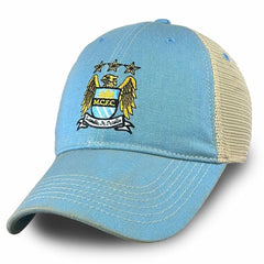 Manchester City 1863FC Retro Tea Washed Vintage Trucker Adjustable Hat Discount - Sky Blue