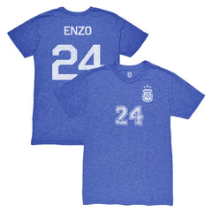 Enzo Fernández Argentina National Team 1863FC Player Vintage Tri-Blend T-Shirt for sale - Blue