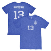 Cristian Romero Argentina National Team 1863FC Player Vintage Tri-Blend T-Shirt for sale - Blue