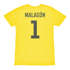 Luis Malagón Club America 1863FC Vintage Player Name & Number Tri-blend T-Shirt Discount - Yellow
