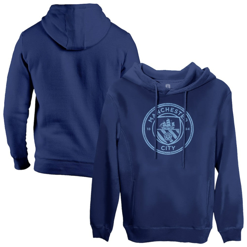 Manchester City 1863FC Mono Badge Fleece Pullover Hoodie Discount - Navy