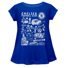 Chelsea Vive La Fete Girls Youth Impressions Artwork A-Line Top Discount - Blue