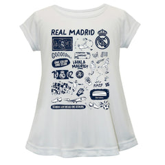 Real Madrid Vive La Fete Girls Youth Impressions Artwork A-Line Top Discount - White