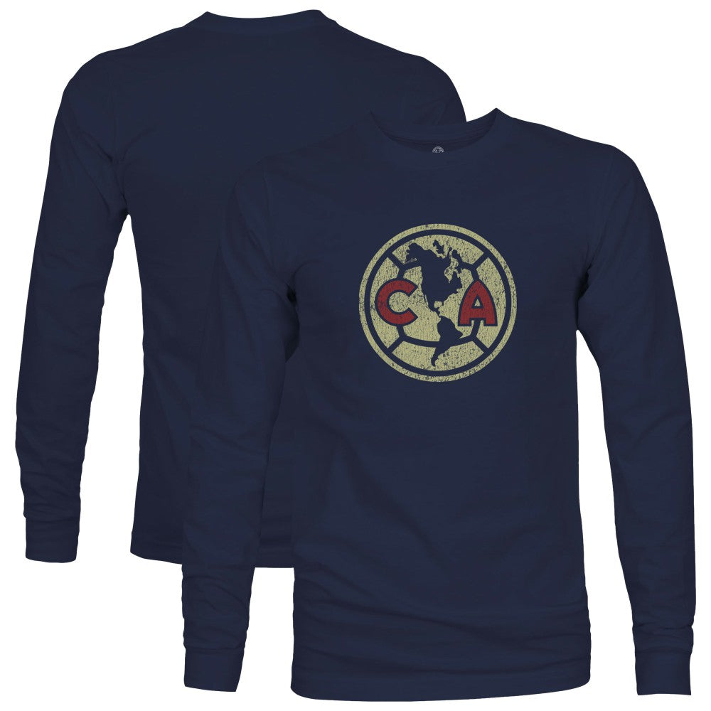 Club America 1863FC Color Badge Long Sleeve T-Shirt Discount - Navy