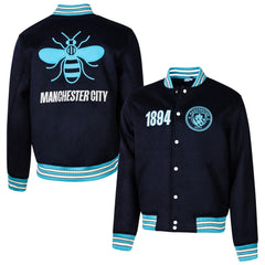 Manchester City Sport Design Sweden Free Kick Wool Varsity Jacket Discount - Navy