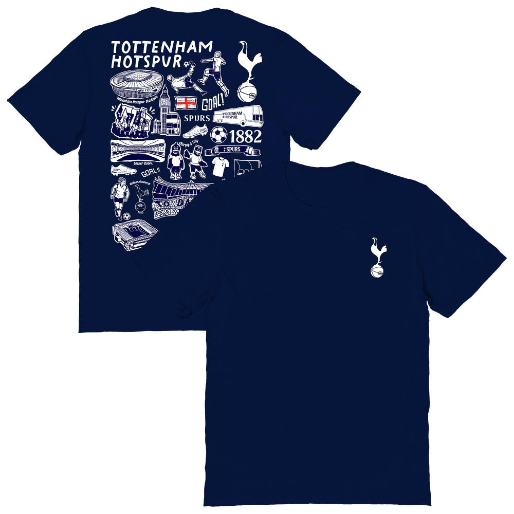 Tottenham Hotspur Vive La Fete Women's Impressions Artwork T-Shirt Sale - Navy