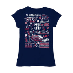 Barcelona Vive La Fete Girls Youth Color Badge Fitted T-Shirt on sale - Navy
