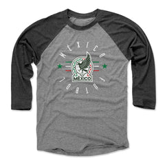 Mexico National Team 500 Level Unisex Futbol Raglan 3/4-Sleeve Baseball T-Shirt for sale - Black/Heather Gray