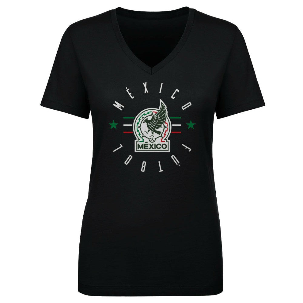 Mexico National Team 500 Level Women's Futbol V-Neck T-Shirt for sale - Black