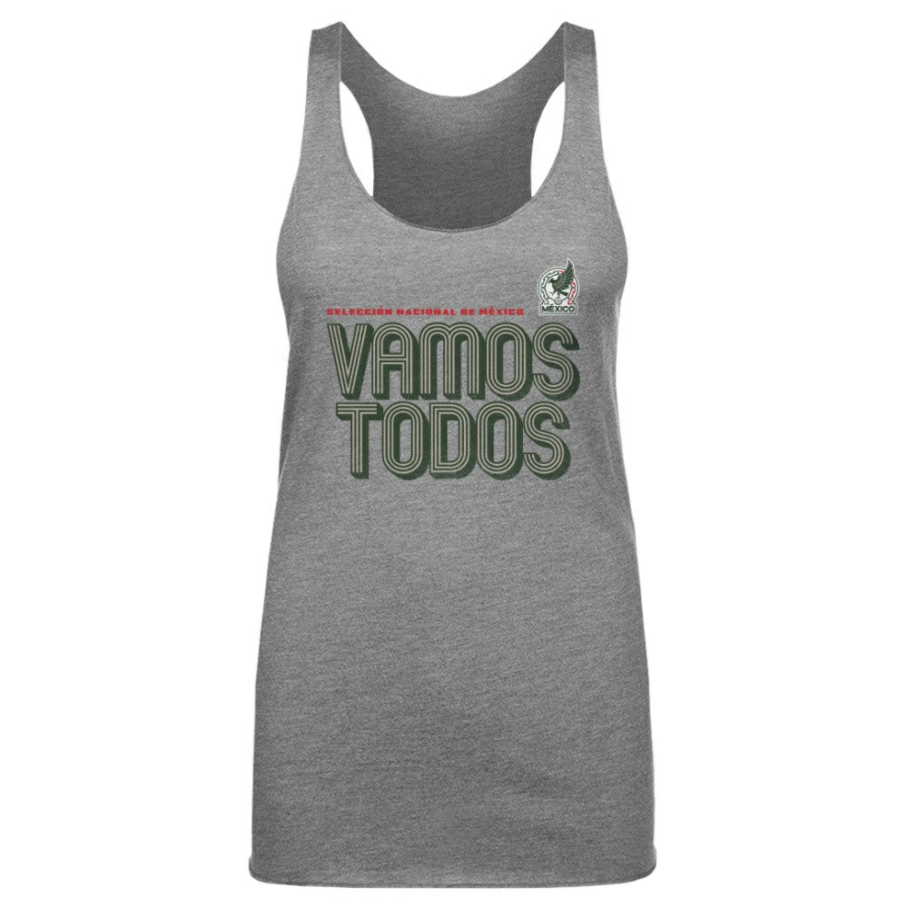 Mexico National Team 500 Level Women's Vamos Todos Inline Bold Tri-Blend Tank Top for sale - Gray