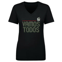 Mexico National Team 500 Level Women's Vamos Todos Inline Bold V-Neck T-Shirt for sale - Black