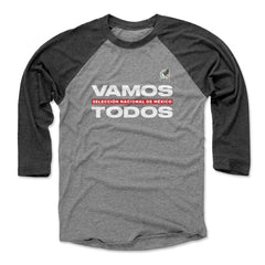 Mexico National Team 500 Level Vamos Todos 3/4-Sleeve Tri-Blend Baseball T-Shirt for sale - Black/Heather Gray