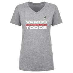 Mexico National Team 500 Level Women's Vamos Todos V-Neck T-Shirt for sale - Heather Gray