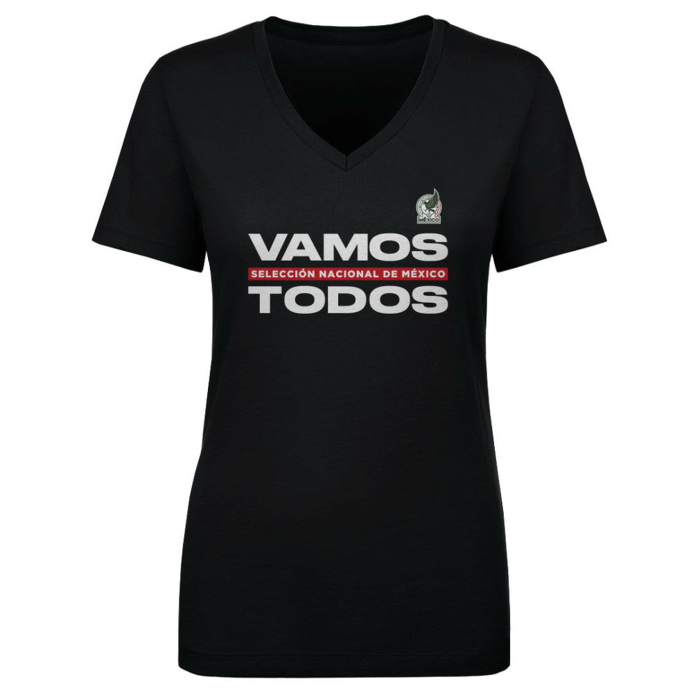 Mexico National Team 500 Level Women's Vamos Todos V-Neck T-Shirt for sale - Black