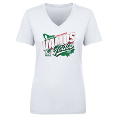 Mexico National Team 500 Level Women's Vamos Todos Country V-Neck T-Shirt for sale - White