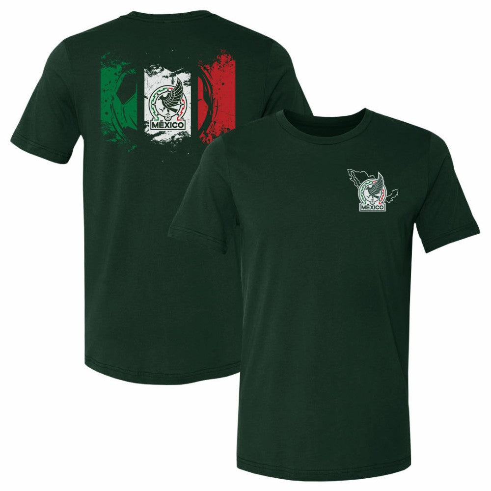 Mexico National Team 500 Level Grunge Flag F&B T-Shirt for sale - Forest Green