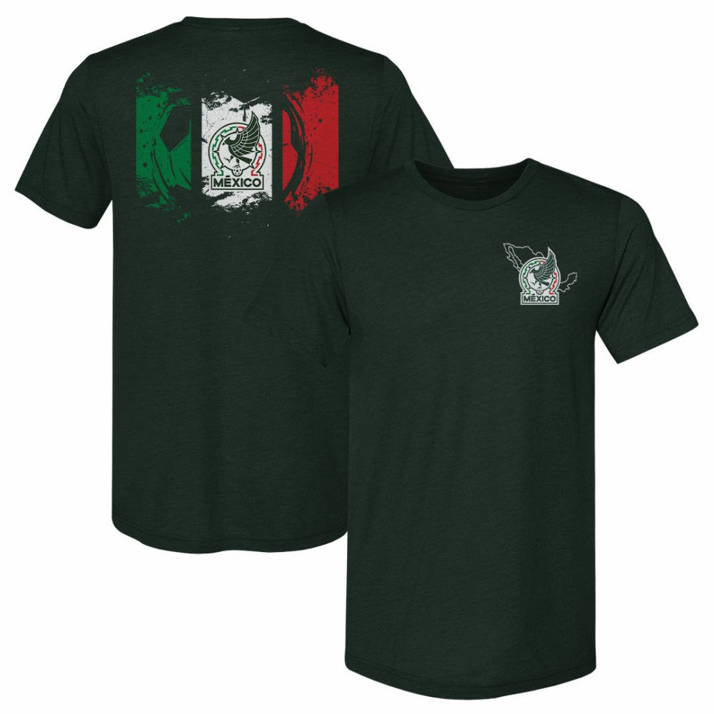 Mexico National Team 500 Level Grunge Flag Premium Tri-Blend T-Shirt for sale - Dark Green