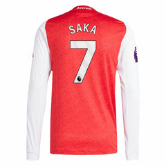 Bukayo Saka Arsenal 2025/26 Home Long Sleeve Player Jersey on sale - Red