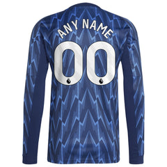 Arsenal 2025/26 Away Replica Long Sleeve Custom Jersey on sale - Blue