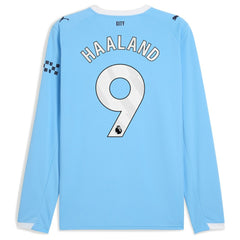 Erling Haaland Manchester City 2025/26 Home Replica Long Sleeve Player Jersey Discount - Sky Blue