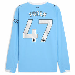 Phil Foden Manchester City 2025/26 Home Replica Long Sleeve Player Jersey Discount - Sky Blue