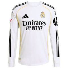 Federico Valverde Real Madrid 2025/26 Home Long Sleeve Jersey Discount - White