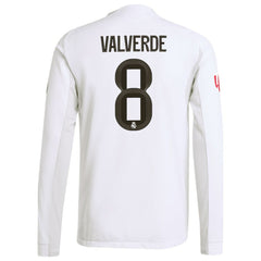 Federico Valverde Real Madrid 2025/26 Home Long Sleeve Jersey Discount - White