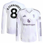 Bruno Fernandes Manchester United 2025/26 Away Long Sleeve Player Jersey Discount - White